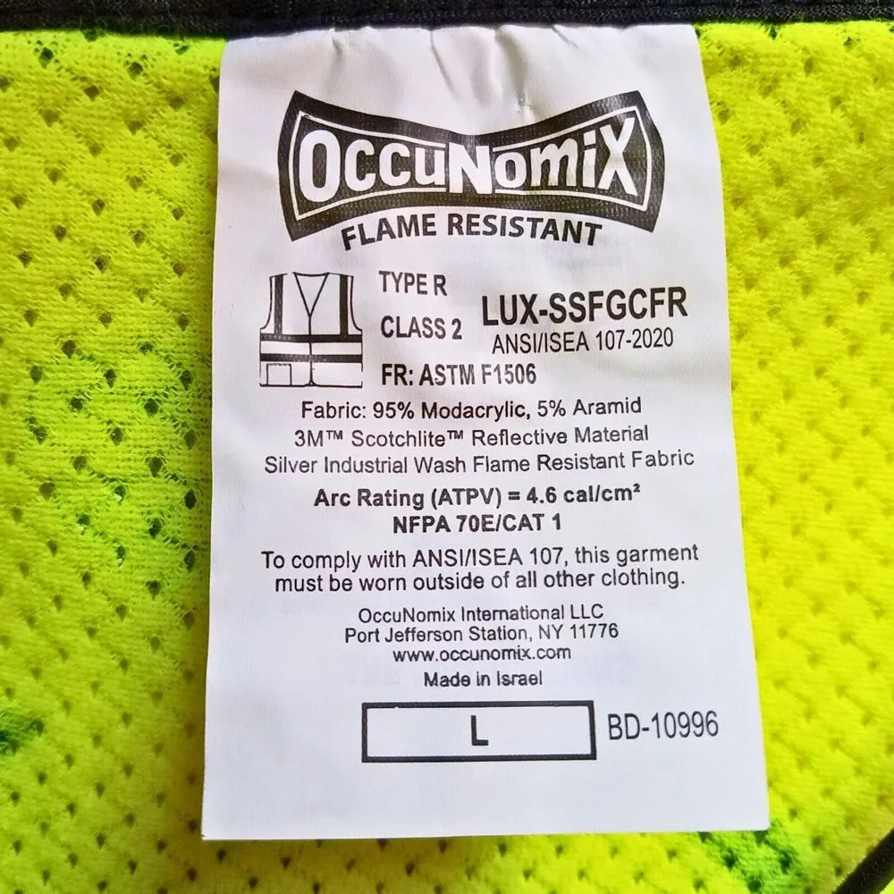OccuNomix Flame Resistant Modacrylic Safety Vest Large ANSI FAA Drone Pilot - Picture 3 of 4
